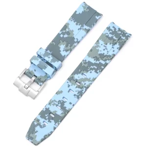 Best Watch Wear Gummi Curved Camo Digital – Ljusblå