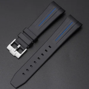 Discount Watch Wear Gummi Curved Fifty Fathoms – Svart / blå