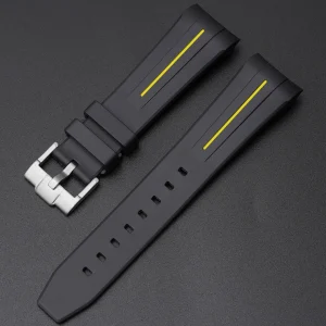 Hot Watch Wear Gummi Curved Fifty Fathoms – Svart / gul