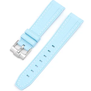Best Watch Wear Gummi Curved Premium – Ljusblå / vit