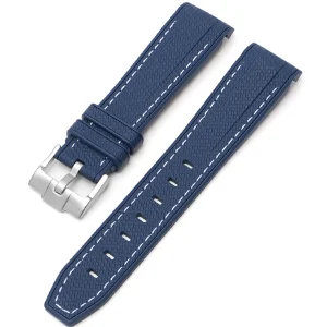 Best Watch Wear Gummi Curved Premium – Mörkblå / vit