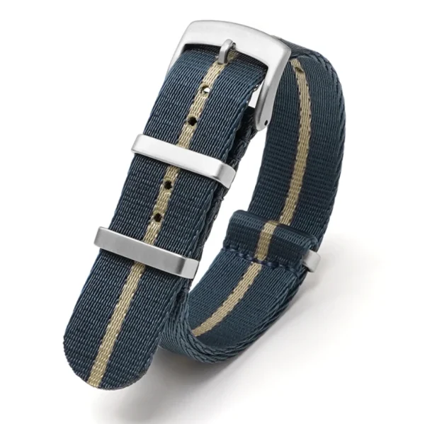 Hot Watch Wear Nylon Strap Woven – Mörkblå / beige